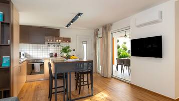 Villa | Private kitchen | Fridge, microwave, oven, stovetop