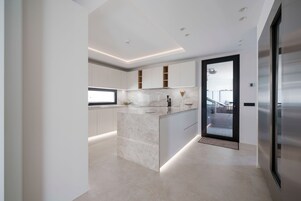 Luxury Villa, Beach View | Private kitchen