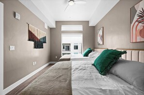 2 bedrooms, desk, iron/ironing board, travel crib