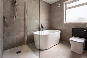 Douche, séchoir à cheveux, serviettes fournies