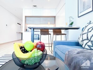 Apartment (0 Bedroom) | Interior - Balcony Bliss: Cozy Studio With Marina Views (Dubai)