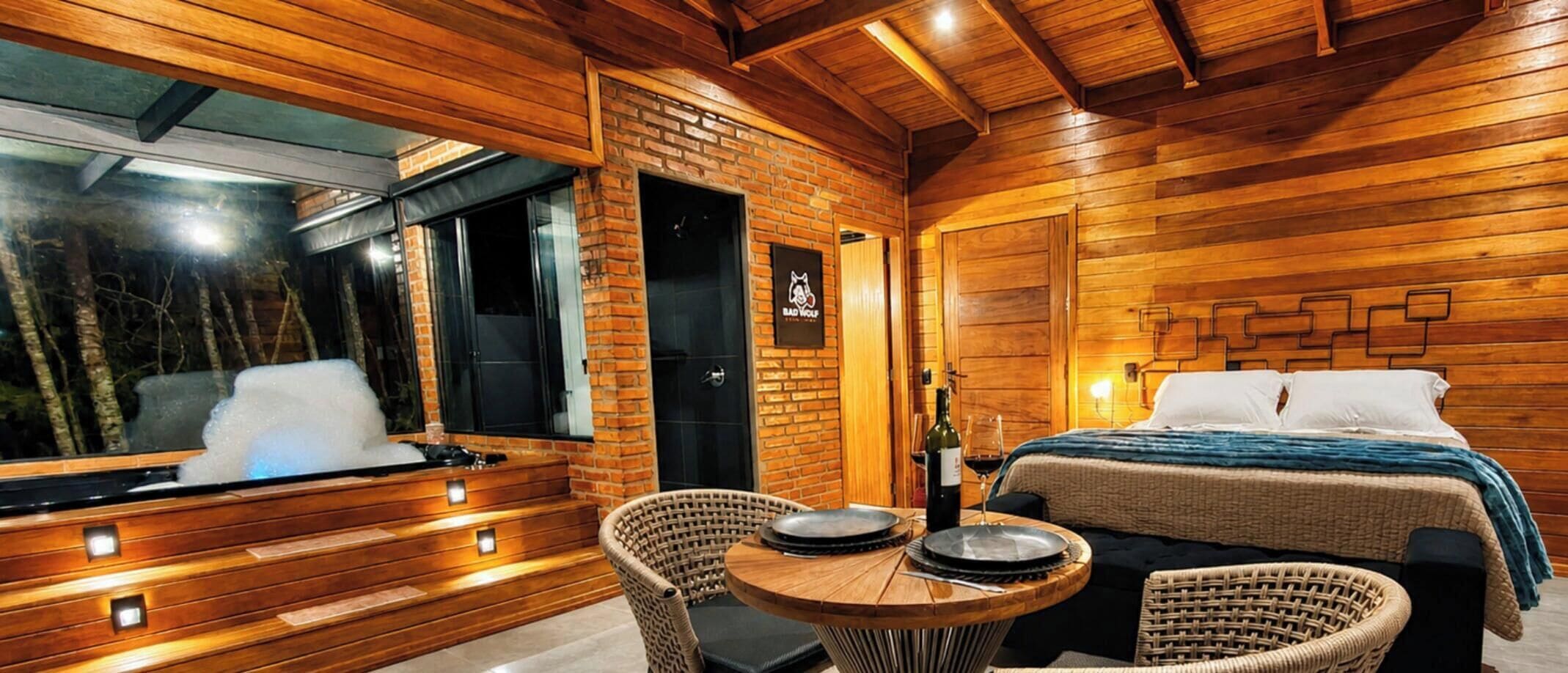 Cabana Bad Wolf com Jacuzzi - Rancho Queimado | Premium bedding, WiFi (free), bed sheets
