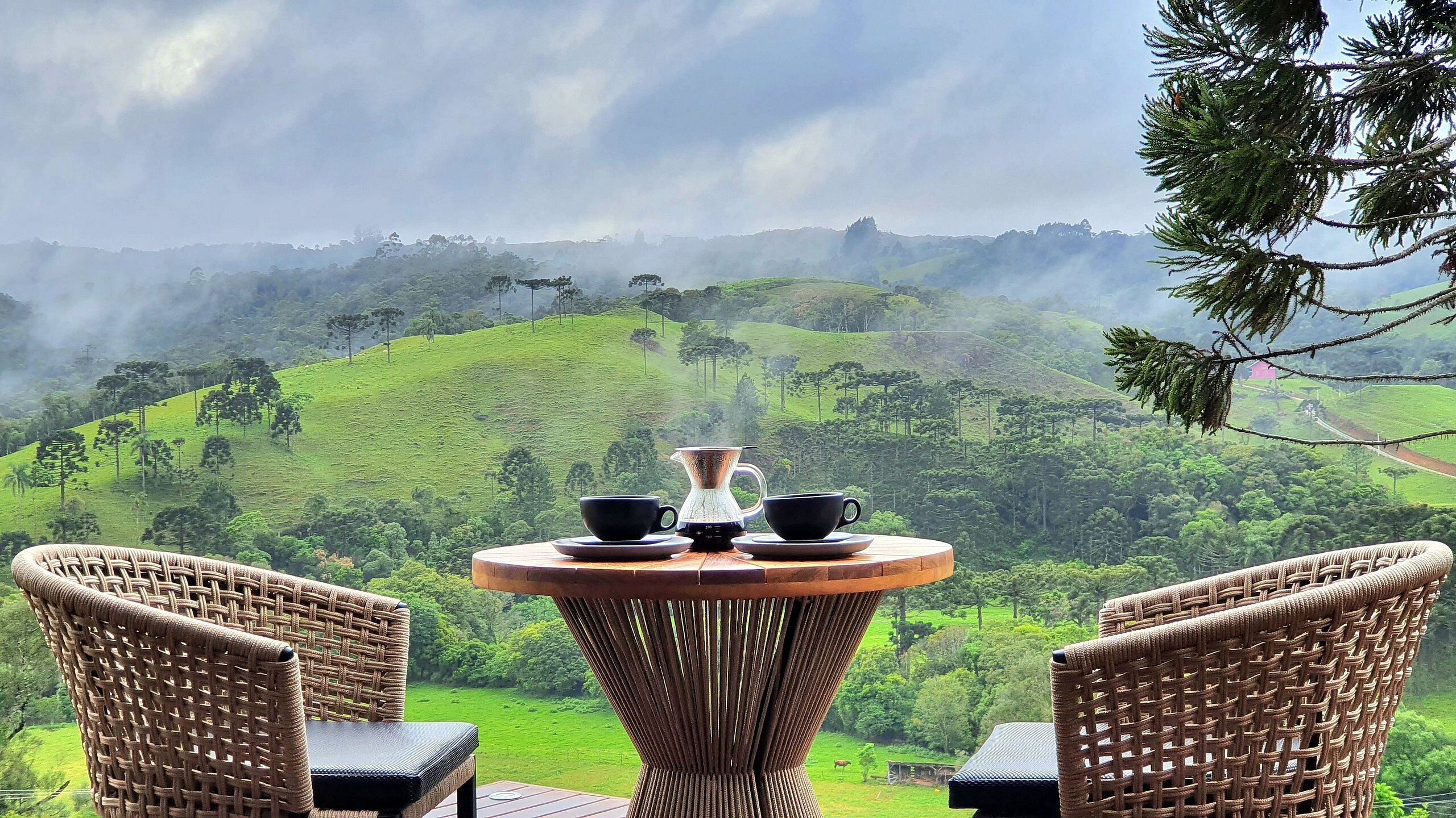 Cabaña de luna de miel, hidromasaje, vista a la montaña | Restaurante al aire libre