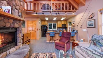 TV, fireplace, offices