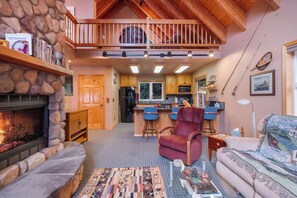 TV, fireplace, offices