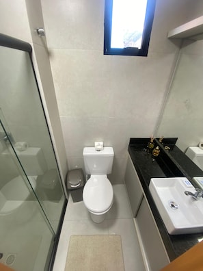 Exclusive Studio, City View | Bathroom | Shower, hair dryer, towels, soap