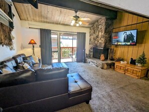 TV, fireplace