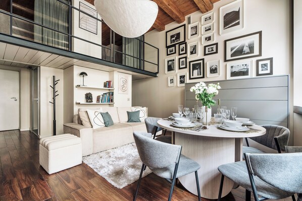 Superior Apartment, City View | Living area | Flat-screen TV