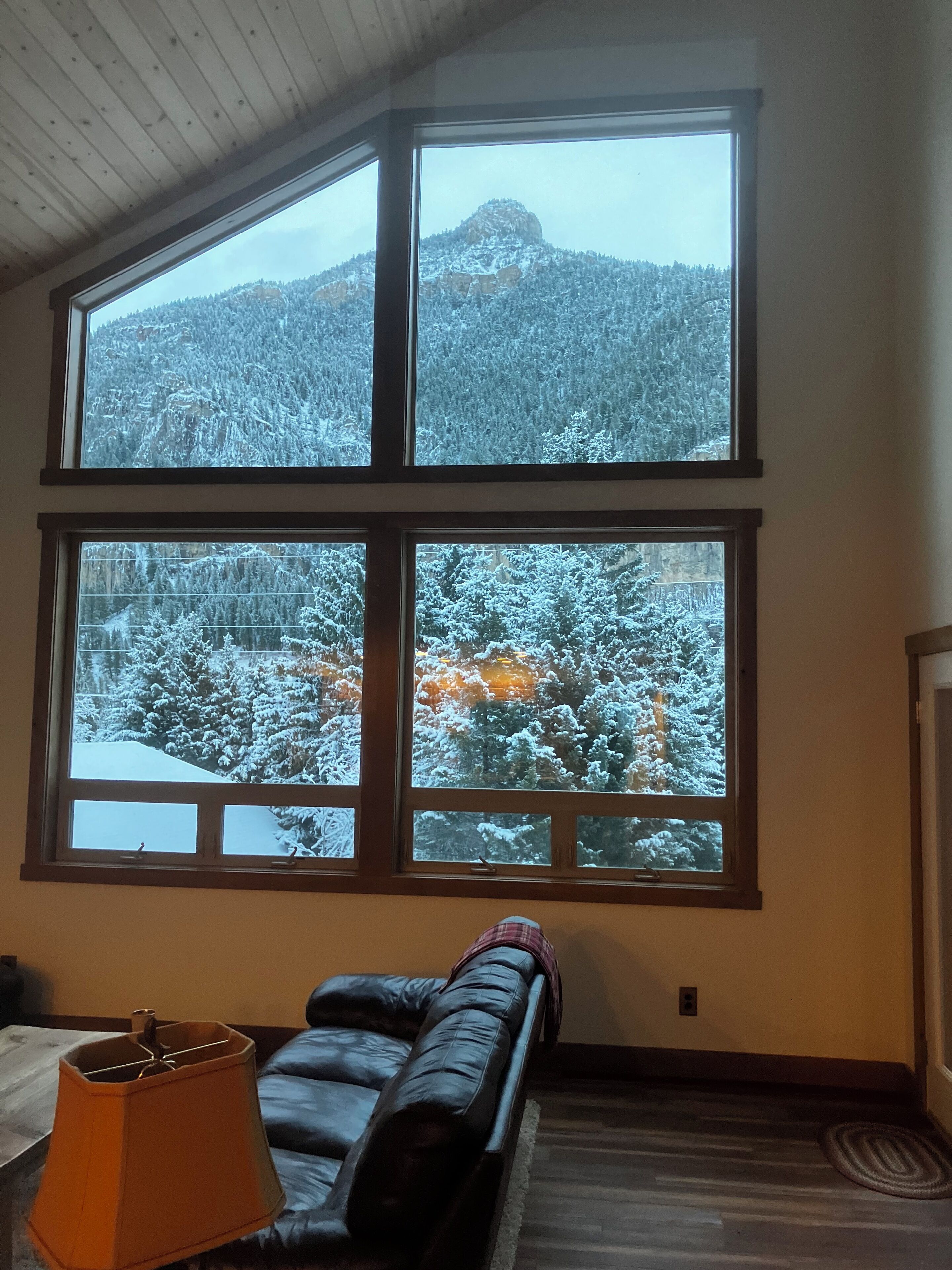 Front windows with views of Castle Rock