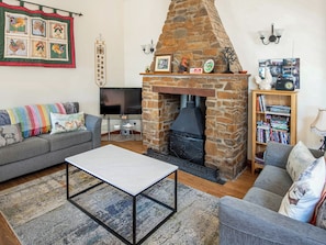 TV, fireplace