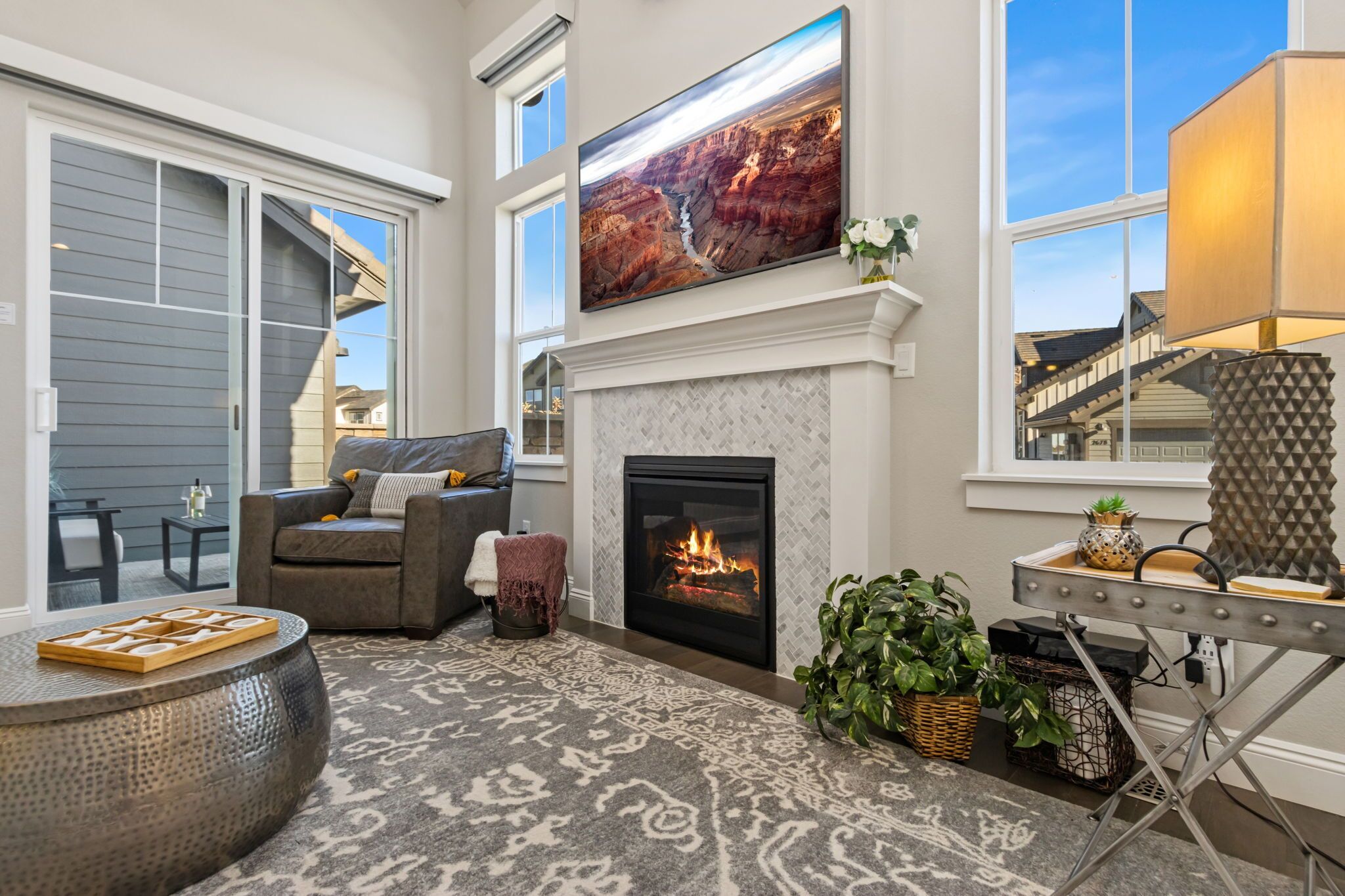 Townhome, Multiple Beds, Patio, Garden View (1505 Stoneseed Street) | Living area | 85-inch flat-screen TV with digital channels, fireplace