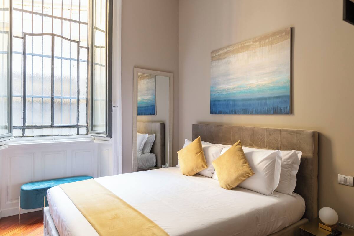 Deluxe Apartment, 1 Bedroom, Patio, Via Giuseppe Mazzini 20 | เครื่องนอนระดับพรีเมียม, ผ้านวมขนเป็ด, เตียงเมมโมรีโฟม