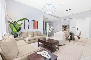 Standard Apartment | Living area | 50-inch Smart TV with digital channels - Silkhaus Majidia 139 (Riyadh)