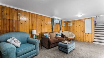 TV connectée, cheminée, livres