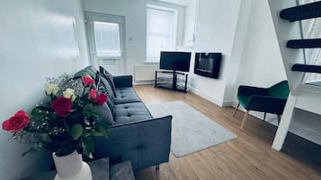 TV, fireplace