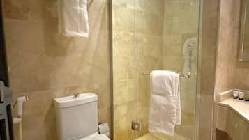 Free toiletries, hair dryer, towels, shampoo