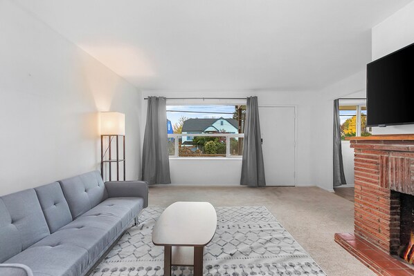 Classic Apartment, Patio | Living area | Flat-screen TV - Greenwood's Wildflower Glow WalkScore 81 (Seattle)