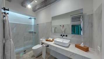 Dusche, Haartrockner, Bademäntel, Handtücher