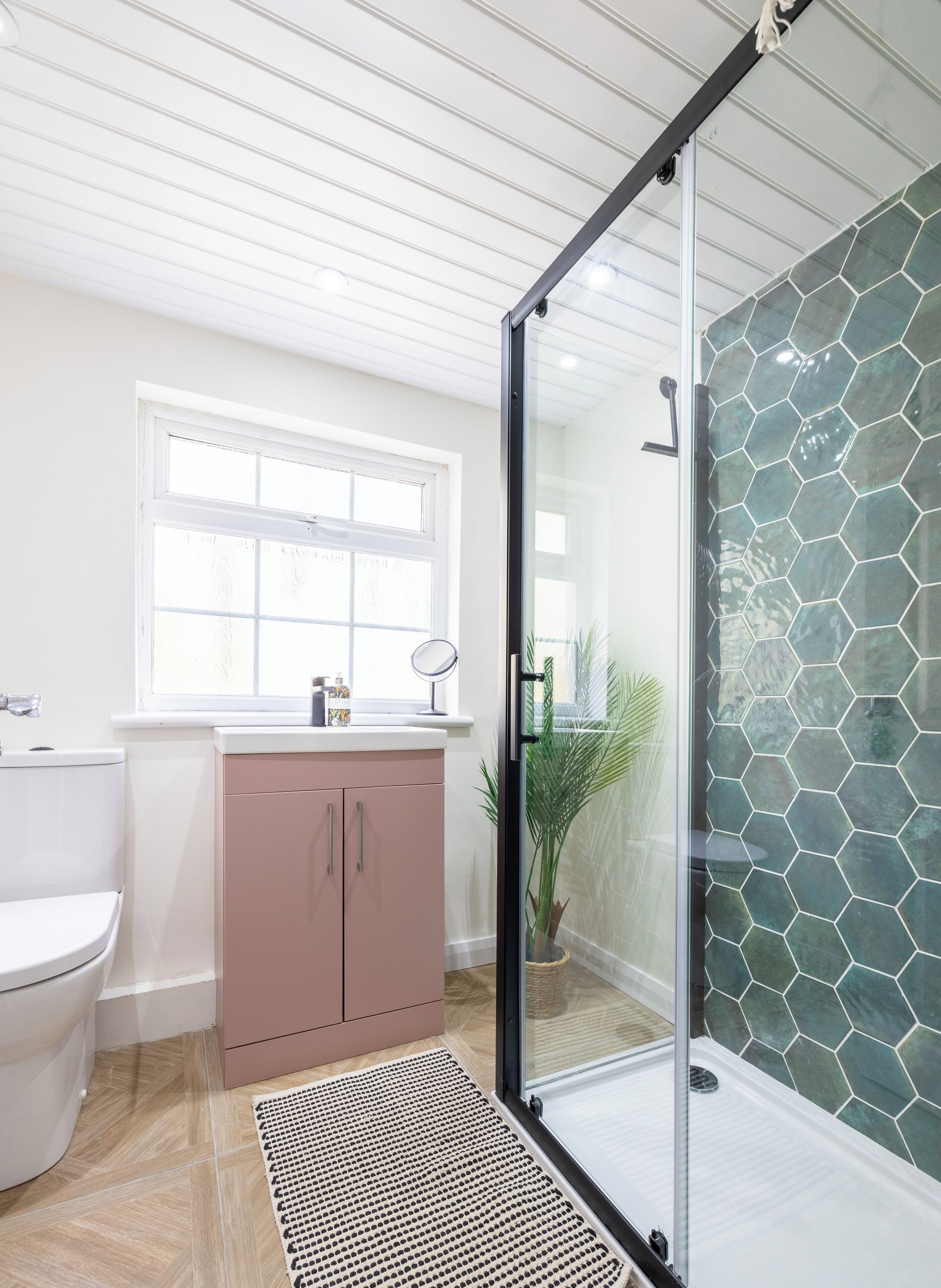 Hair dryer, towels, shampoo, toilet paper