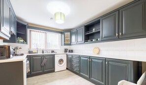 Fridge, microwave, oven, toaster