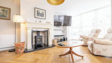 TV, fireplace