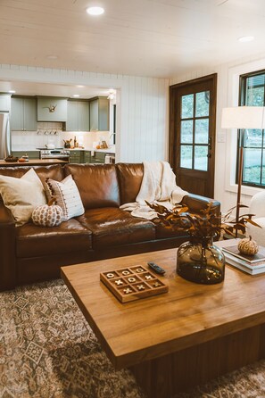 Smart TV, fireplace, video games, foosball