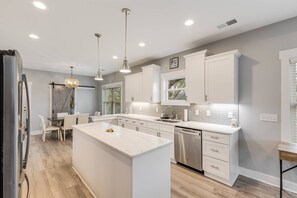 Fridge, microwave, dishwasher, coffee/tea maker - Dog Friendly Retreat with Large Fenced in Back Yard (Oak Island)