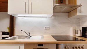A modern kitchen with a stainless steel sink, a built-in dishwasher, and a black induction cooktop.