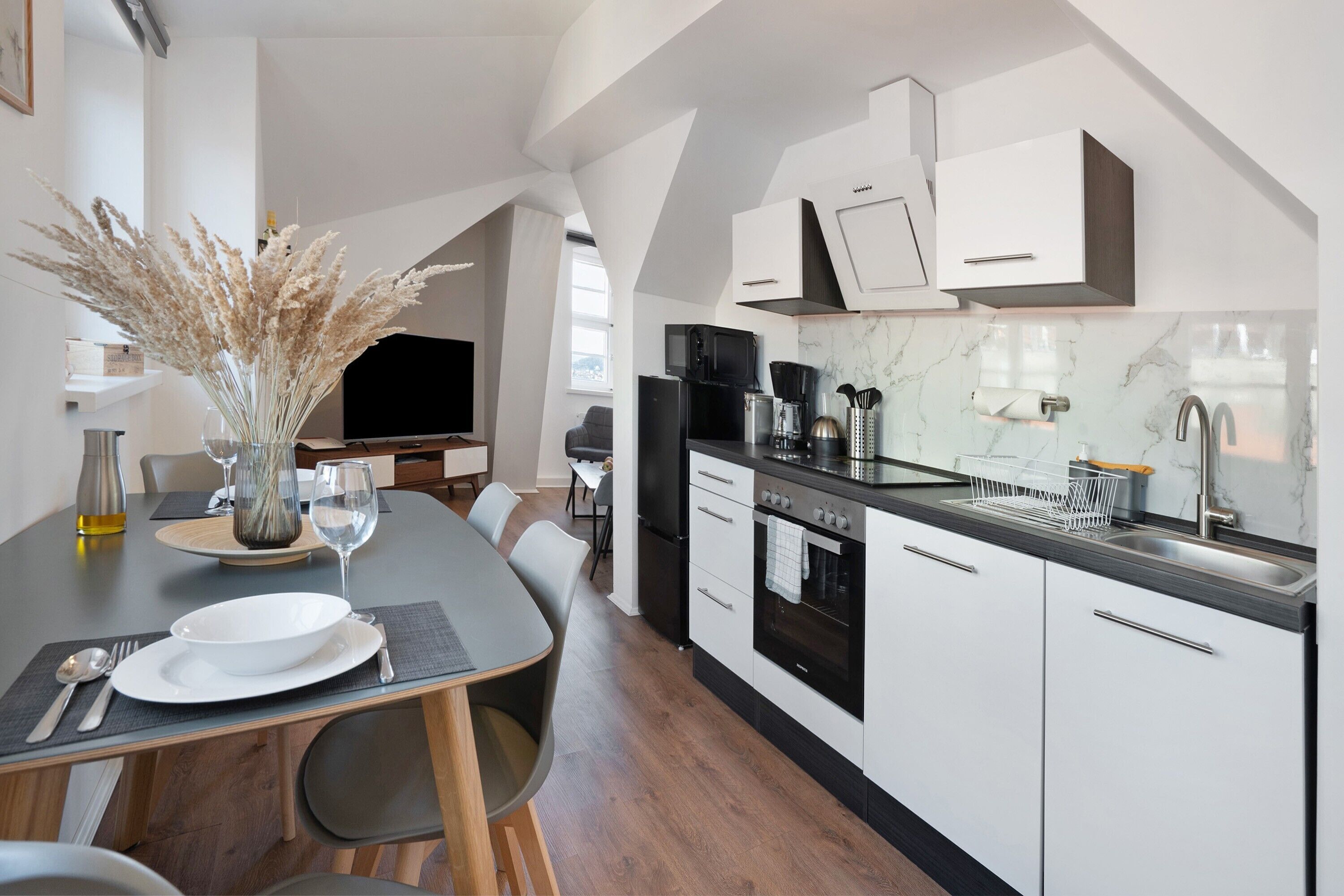 Kühlschrank, Mikrowelle, Ofen, Herdplatte