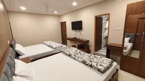 Luxury Quadruple Room, Balcony, Beach View | Desk, laptop workspace, free WiFi