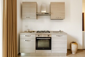 Fridge, oven, stovetop, cookware/dishes/utensils
