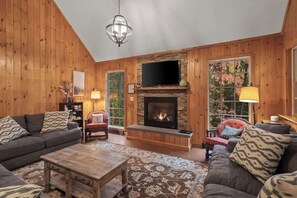 TV, fireplace