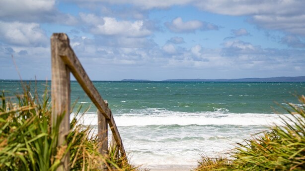 A wooden structure leading to a beach with waves, surrounded by grass. - Jervis Joy – child friendly coastal retreat (Callala Beach)