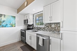 Fridge, microwave, oven, stovetop - Cabana Unit - Waterfront Resort Condo w/ 2 Pools & Bar (Marco Island)