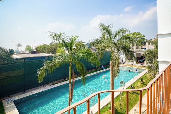 Habitación doble estándar, vista a la alberca | Terraza o patio