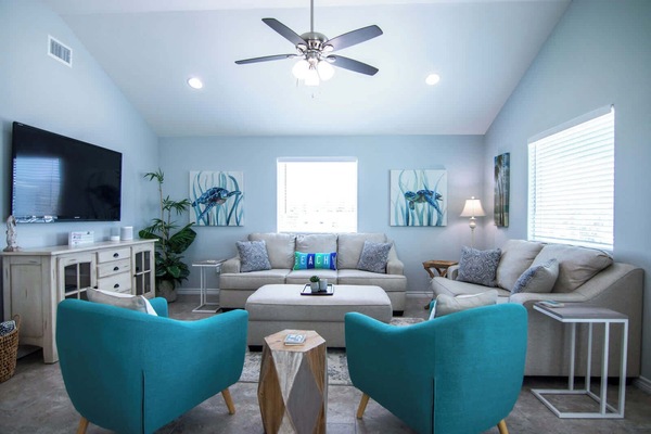 Ample seating for family and friends in the living area