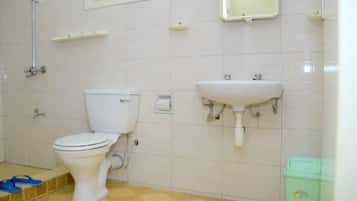 Classic Double Room, Balcony | Bathroom | Shower, towels, soap, toilet paper