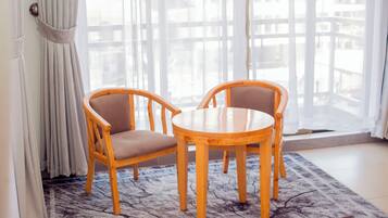 In-room safe, desk, laptop workspace, iron/ironing board