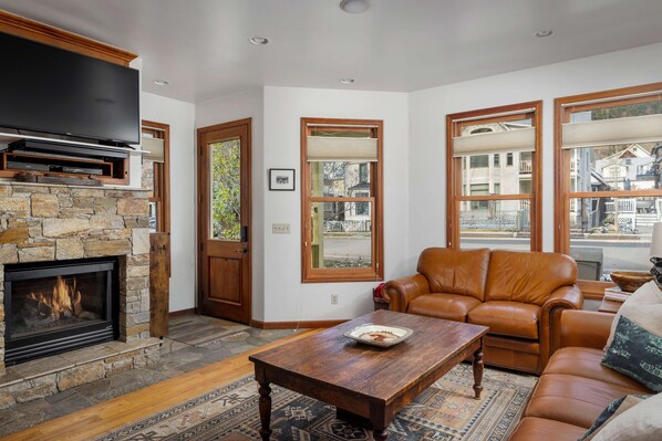 スマートテレビ、暖炉、DVD プレーヤー、書庫