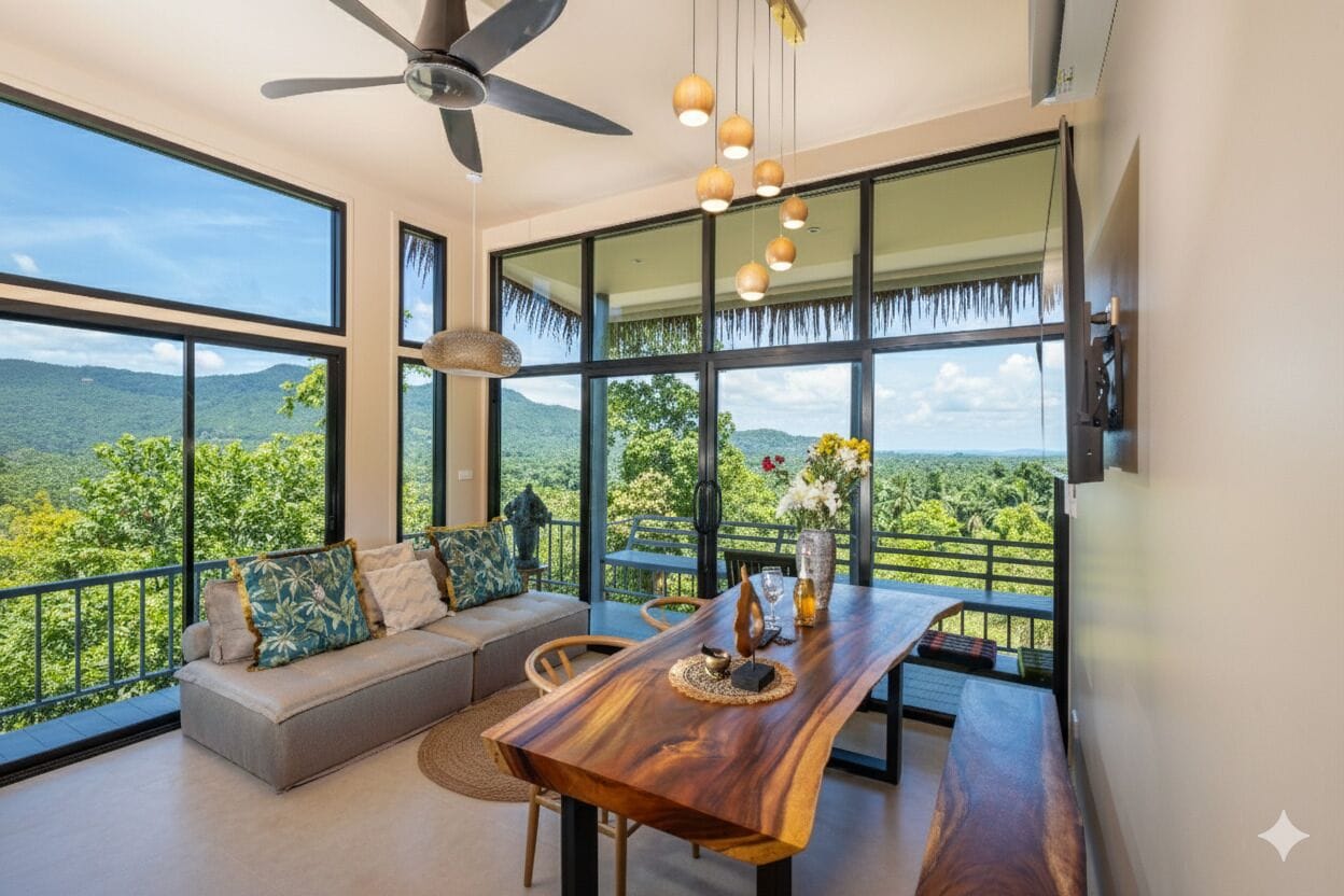 Villa – design, 2 soverom, terrasse, sjøutsikt | Spiseområde på rommet