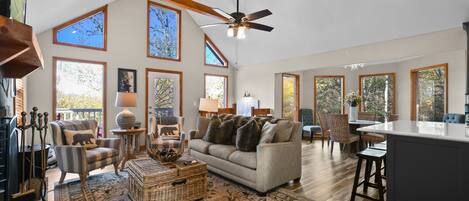 TV, fireplace, video games