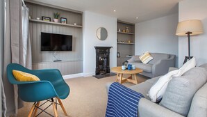 Appartement Duplex Deluxe, 3 chambres, vue mer | Coin séjour