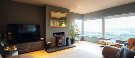 TV, fireplace