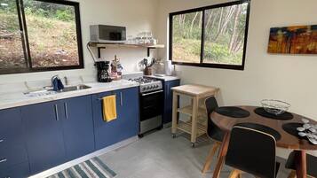 Fridge, microwave, oven, toaster