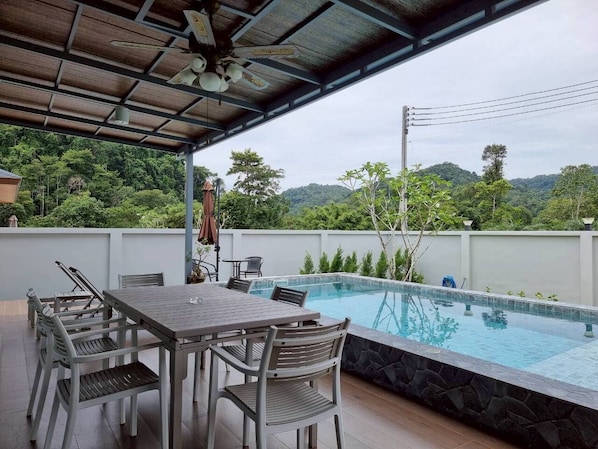 Family Villa, Mountain View | Terrace/patio - Unchan Liveliness Pool Villa  (Krabi)