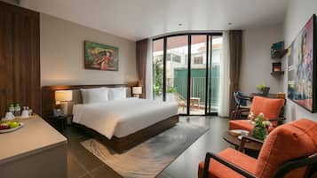 1 phòng ngủ, bộ đồ giường cao cấp, nệm có lớp đệm bông, minibar