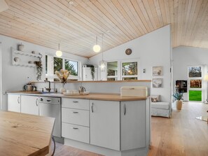 Fridge, dishwasher, cookware/dishes/utensils