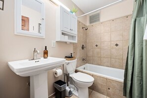 Hair dryer, towels, toilet paper