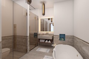 Pengering rambut, sandal, kloset, dan handuk