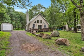 Exterior - Pocono Chalet | Vaulted Pine Ceilings | Pet Friendly | Hot Tub (Albrightsville)